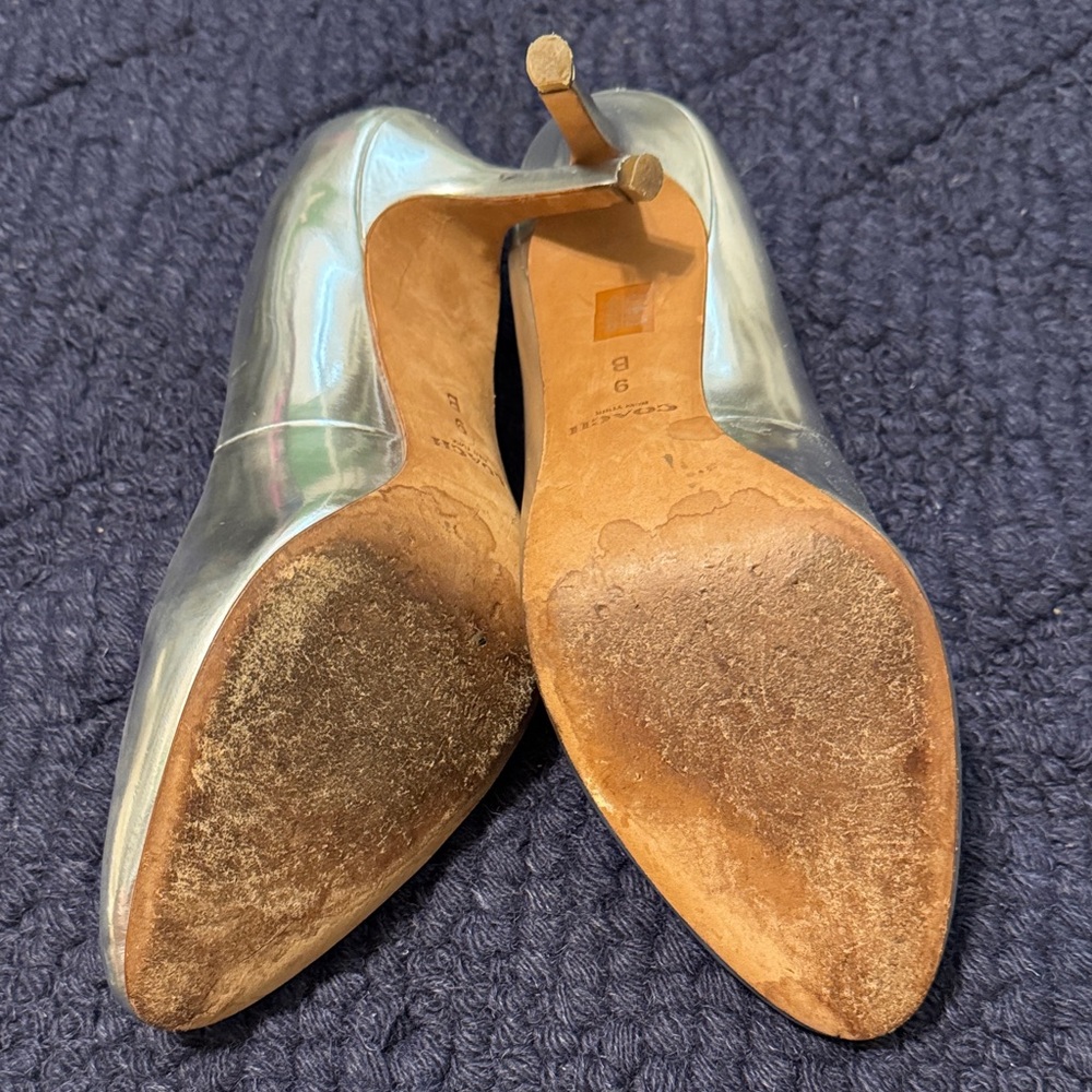 Coach Metallic Silver Heels - Picture 3 of 4